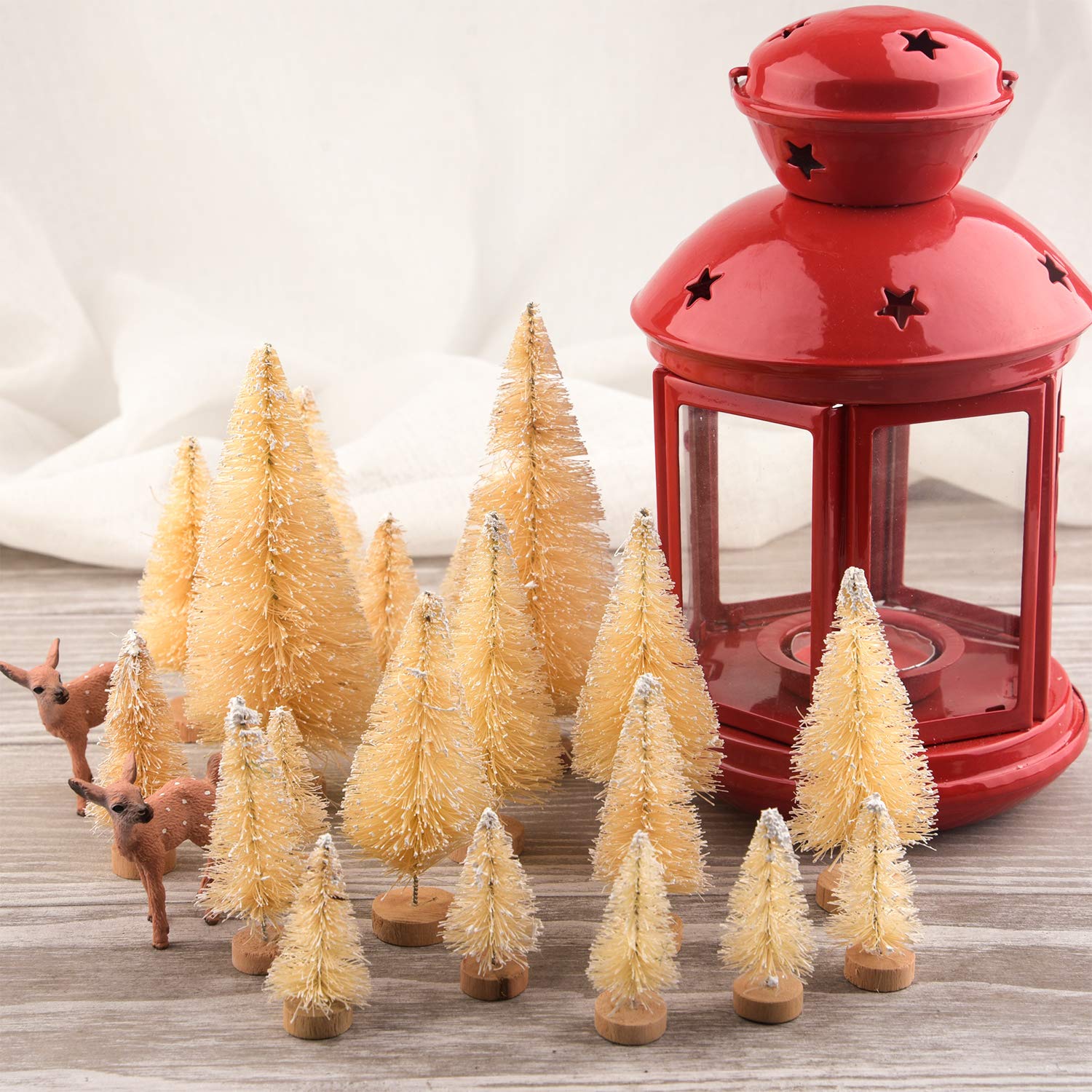 KUUQA 48 Pcs Mini Christmas Trees - Bottle Brush Tabletop Model for Decoration, DIY Room Decor, Diorama Models (White), Small Si